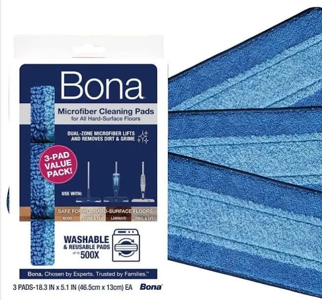 Bona Microfiber Cleaning Microfiber Mop Pad 3-Pack