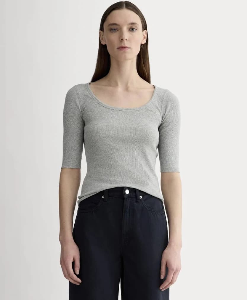 Everlane Luxe Rib Scoop-Neck Cotton Tshirt