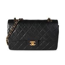 Chanel Vintage Black Quilted Lambskin Medium Classic Double Flap Bag