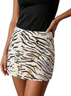 Women's Zebra Striped Mini Skirt High Waisted Skorts Going Out Skirts