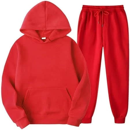 ChicHaven Mens Sweat Suits Set Tracksuit 2 Piece Outfits Short Sleeve Casual Sweatshirt & Loose Jogging Pants Red M, Women's, Size: Medium