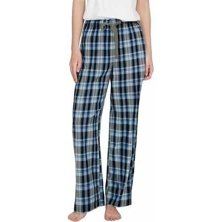 Hiddenvalor Women Lightweight Woven Cotton Plaid Pajama Lounge Pants With Pockets