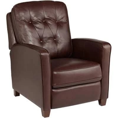 Elm Lane Livorno Genuine Leather Recliner Chair Modern Armchair Comfortable Push Manual Reclining Footrest Tufted for Bedroom Living Room 71j