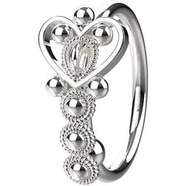 Dainty Heart Linking Silver Nose Hoop