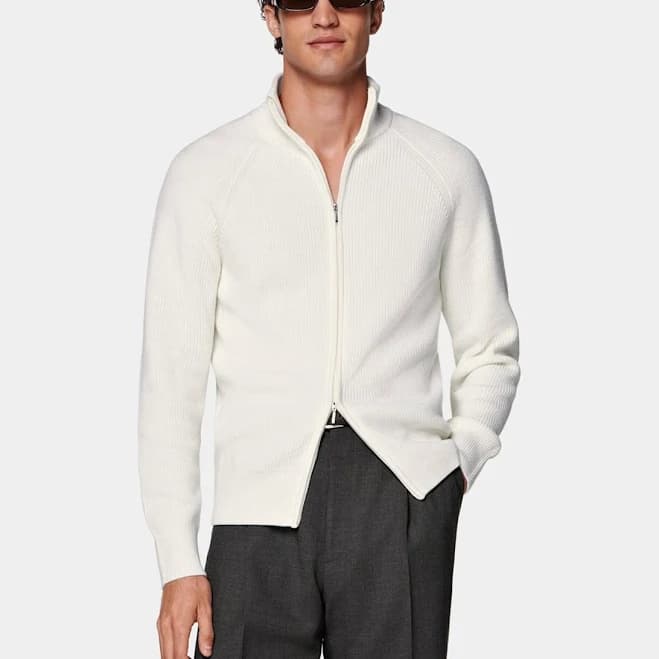 Suitsupply Ribbed Zip Cardigan