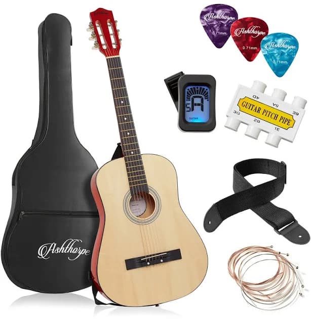 Ashthorpe 38-Inch Beginner Acoustic Guitar Package