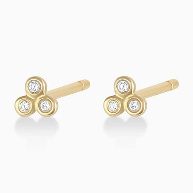 Gorjana 14K Solid Gold Diamond Trio Stud Earring