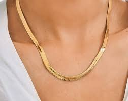FLASH SALE** Herringbone Chain Necklace, Gold Chain, Herringbone Necklace, Herringbone Gold Necklace, Gold Flat Chain - Etsy