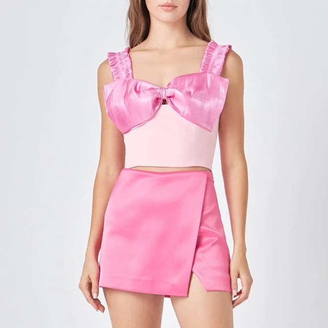 Endless Rose Women's Faux Wrap Stretch Satin Skort