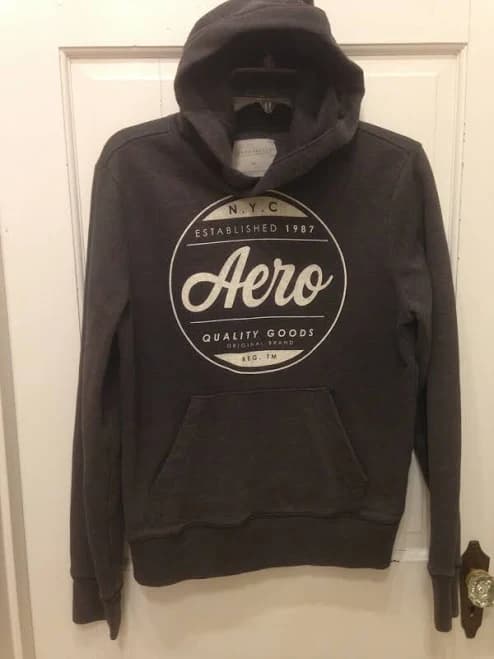 Men’s Aeropostale Aero Charcoal Gray Graphic Pullover Hoodie