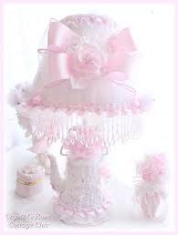 Shabby Pink Rose Tea Kettle Lamp