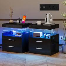 led nightstand charging station modern night stand set 2 usb - Temu