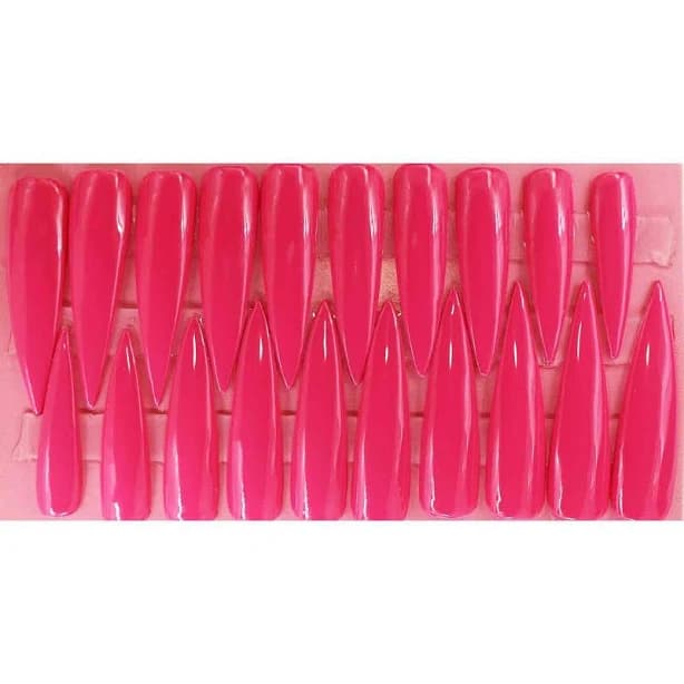 Hot Pink Machine Extra Long Stiletto Gloss Finish Press On Nails Long