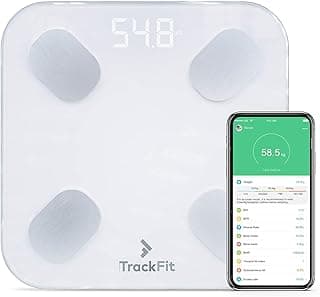 FitTrack Dara Smart BMI Digital Scale - Measure Weight and Body Fat - Most Accurate Bluetooth Glass Bathroom Scale (White)