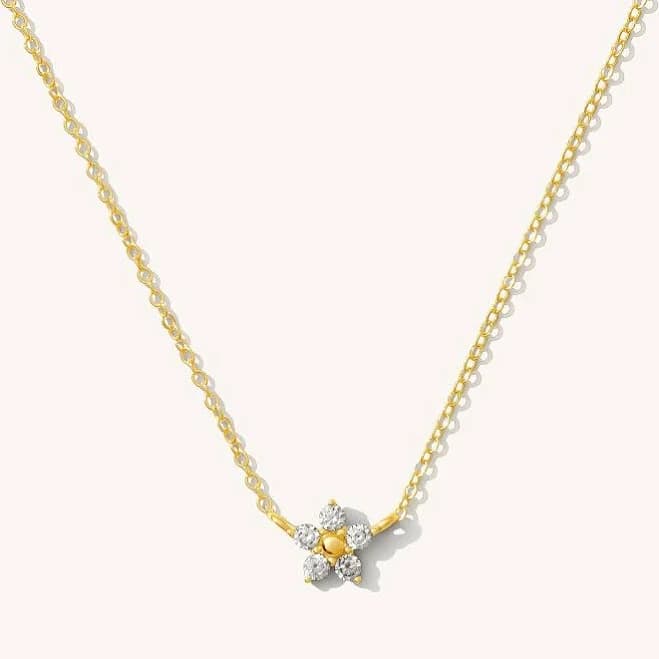 Dainty Flower CZ Gold Filled + Vermeil Necklace