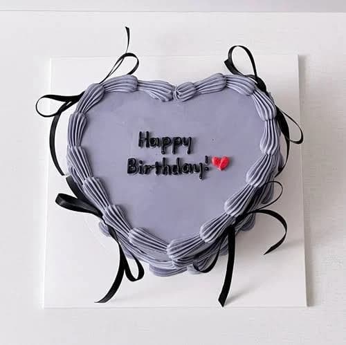 Lavender Black Ribbon Heart Cake