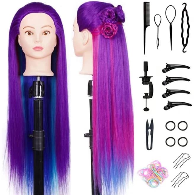 Mannequin Manikin Head With Long Synthetic Hair For Styling Training