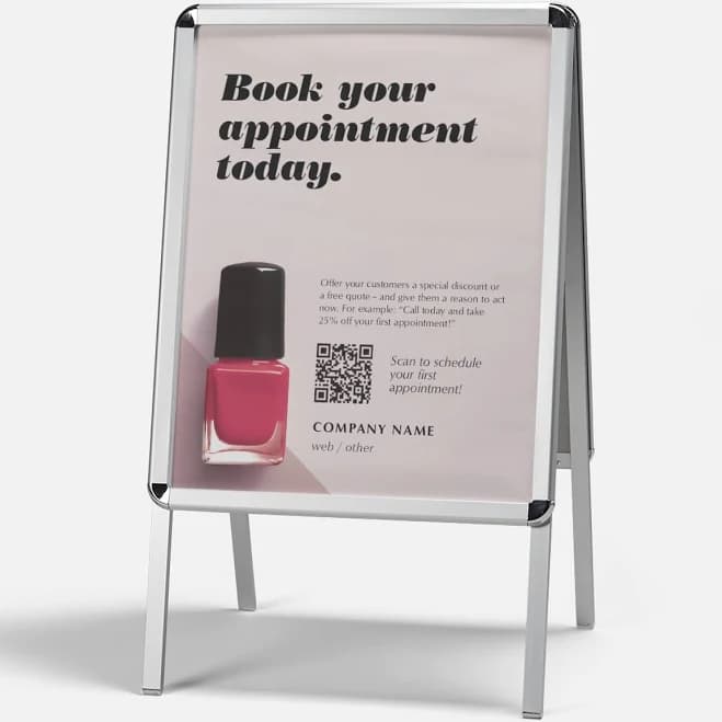 Custom Aluminum A-Frame Signs | No Min. Qty | 22" x 28" | VistaPrint | Design: Gray, Minimal, Nail Salons, Beauty & Spa, Styles & Themes, Industry