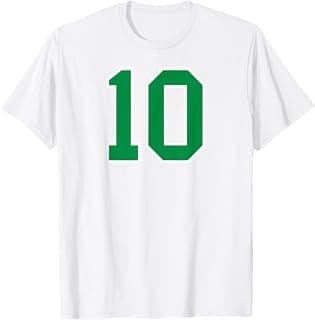 Number #10 Sport White Green Number T-Shirt