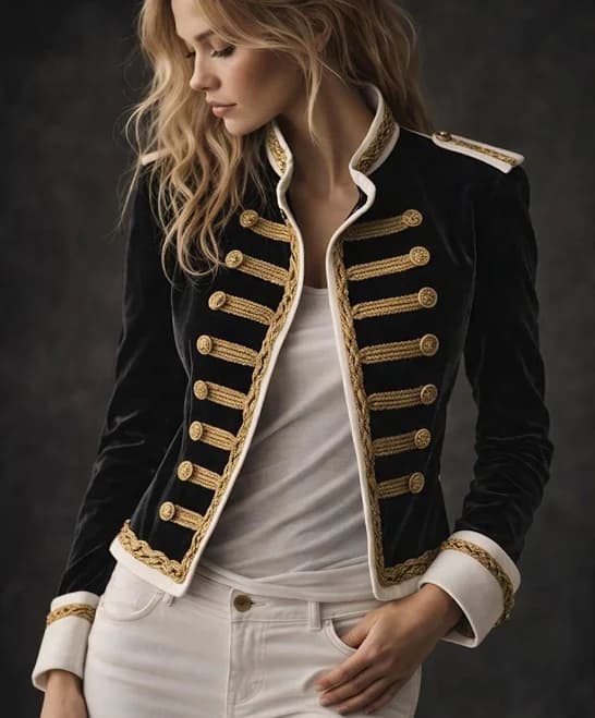 Retro Chic Velvet Double Breasted Jacket