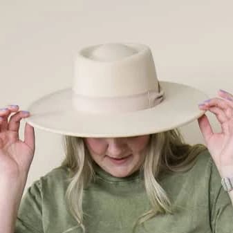 Wide Brim Vegan Felt Boater Bolero Hat