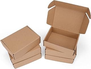 7x5x2 inch Shipping Boxes Set of 6 Brown, Inner Size 6.6x4.6x1.6 inch Cardboard Box Mailers for Small Business Packaging Mailing or Gift Wrapping Giving