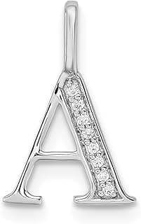 14k White Gold Diamond Block Font Letter Initial Pendant, 15x10mm