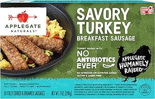 Applegate, Natural Savory Turkey Breakfast Sausage, 7 oz (Frozen)