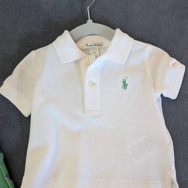 Ralph Lauren Shirts & Tops | Ralph Lauren Kids White Polo Shirt With Green Logo | Color: Green/White | Size: 0-3mb | Jensbargainjems's Closet
