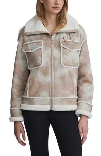 NVLT Faux Fur Trim Faux Suede Biker Jacket in Sand at Nordstrom Rack, Size X-Small