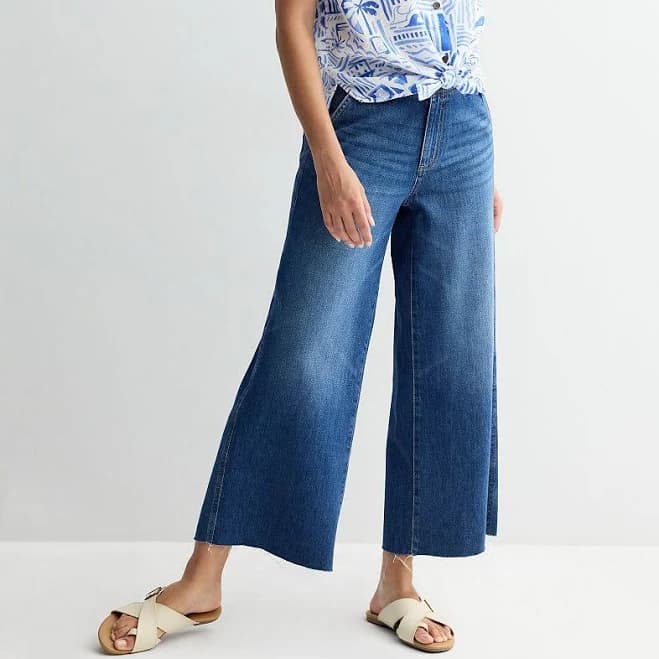 Women's Sonoma Goods For Life Relaxed Fit Wide-Leg Ankle Jeans, Size: 18, Dark Wash