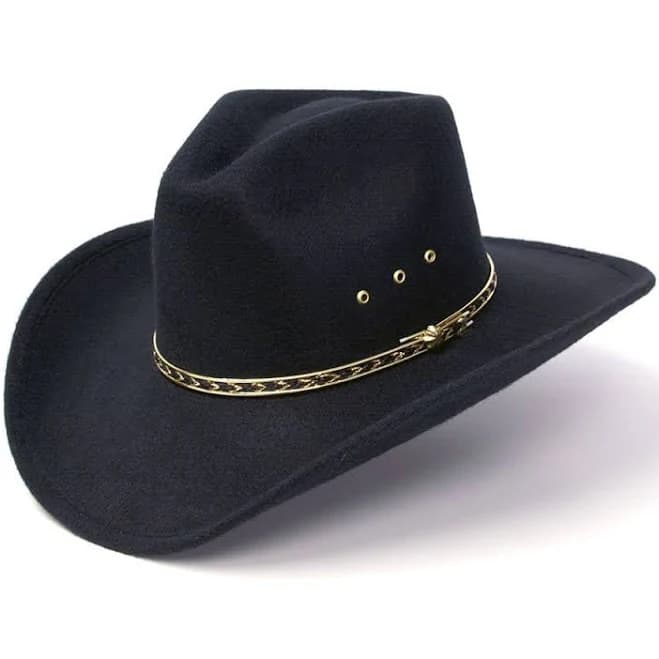 Black Felt Finish Western Pinch Front Hat