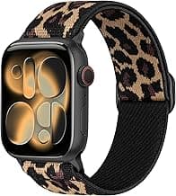 Leopard Stretchy Band for Apple Watch 40mm 38mm 41mm 42mm, Sport Nylon Ankle/Arm/Wrist Strap for iWatch Series 11-1, SE/Ultra 3 2 1, Adjustable Replacement Bands for Women Men, Cheetah