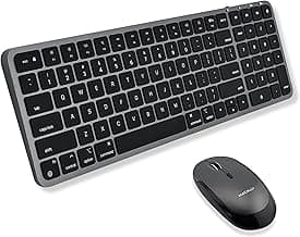 Bluetooth Mac Keyboard and Mouse (Compact, Multi Device, Rechargeable) - Wireless Apple Keyboard and Mouse Combo - for Mac mini/Studio, MacBook Pro/Air, iMac, iPad, iPhone - Space Black