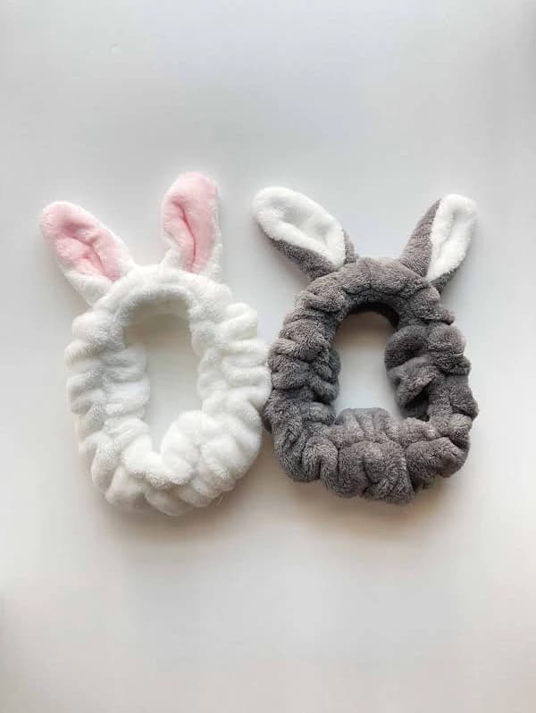 Cute Kawaii Rabbit Face Wash Bunny Ears Elastic Soft Cloth Headband