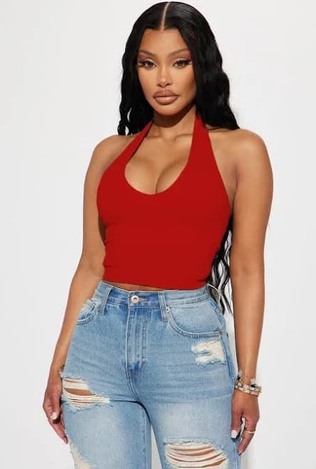 Fashion Nova Blusa Crop Top Simi Seamless Halter Bodysuit