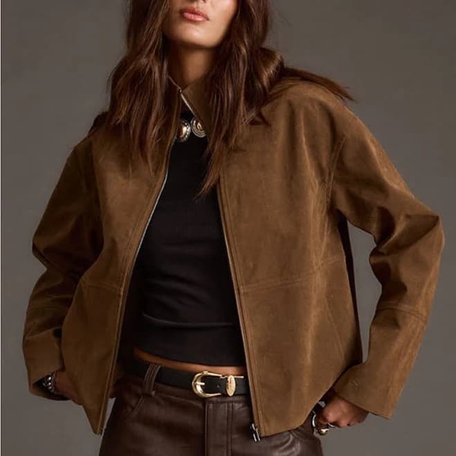 12th Tribe Jackets & Coats | 12th Tribe Tan Leather Jacket | Color: Brown | Size: 2 | Kittykatmam's Closet