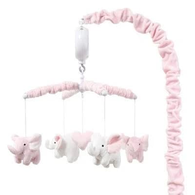 The Peanutshell Baby Crib Mobile for Girls (Pink Elephant, Musical)