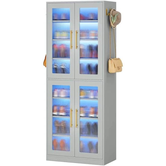 BYBLIGHT 24.8 in. H x 24.8 in. W. Gray 24-Pairs Tall Shoe Storage