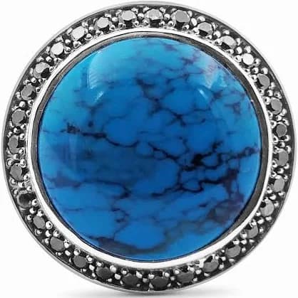 Stephen Dweck Sterling Silver Black Vein Turquoise Ring