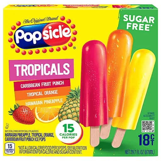 Popsicle Ice Pops Tropicals Sugar Free