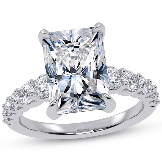 14K White Gold Radiant-Cut Lab-Grown Diamond Engagement Ring