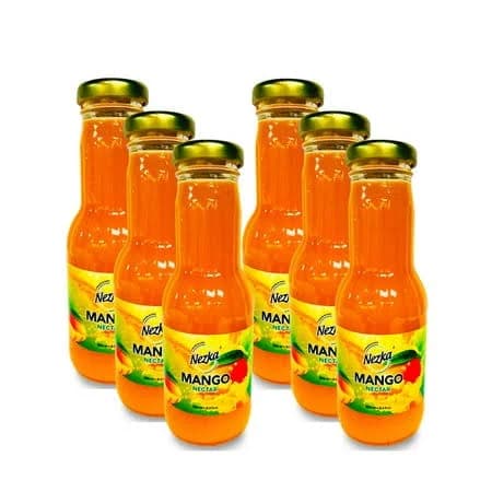 Nezka Mango Nectar - Made with Minimum 25% Natural Mango Pulp - 6 Pack Glass Bottles x 8.5 fl oz Each (Total 51 fl oz)