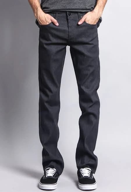 Men's Slim Fit Raw Denim Jeans (Charcoal), Charcoal / 30/32
