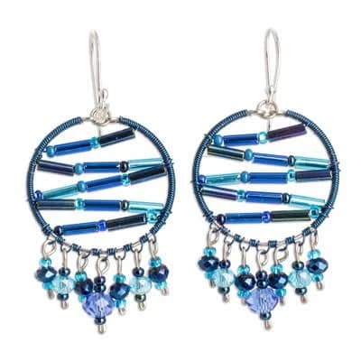 Guatemala Crystal and Glass Beaded Dangle Earrings
