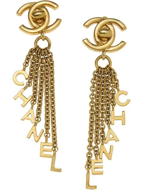 CHANEL CC Logo Dangle Earrings