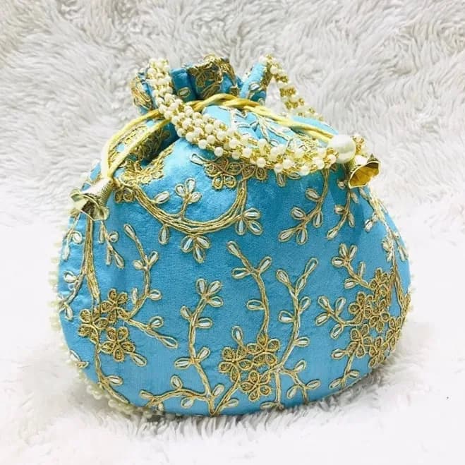 Potli Bag with Gold Embroidery