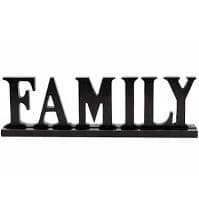 Black Cutout Wooden Family Letter Sign-Free Standing Tabletop Decor for Home Decoration