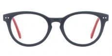Revere Oval Prescription Glasses - The Frame Is Blue and Red