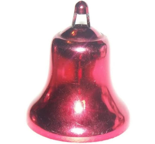Vintage Glossy Red Plastic Christmas Bell Ornament B5